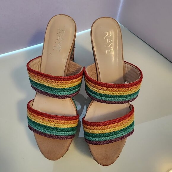 RAYE Rainbow Wedge Sandals Size 8 - Picture 4 of 7